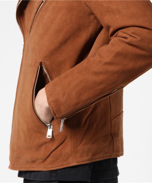 BLACK LABEL CRESTBRIDGE（ブラックレーベル・クレストブリッジ）の「ヌバックＷバイカーズ（ライダースジャケット・メンズ・ブラウン・L/M）」の3枚目の写真