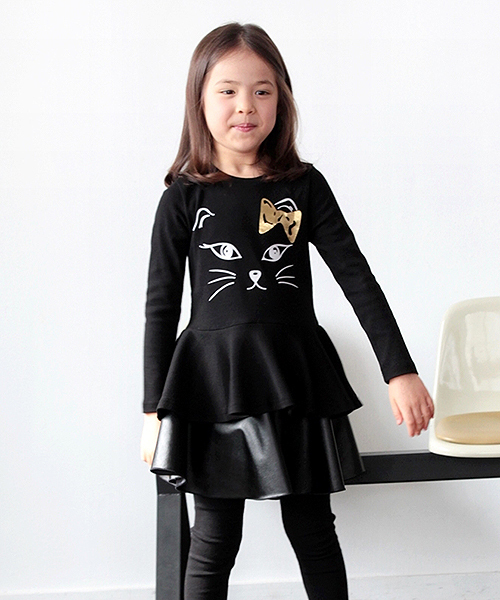 Rora（ローラ）の「Rora キャティア 裾フレアロンTシャツ(2color）（Tシャツ/カットソー・キッズ・ブラック/ホワイト・110cm/120cm/90㎝/100cm/130cm/140cm）」の9枚目の写真