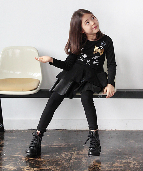 Rora（ローラ）の「Rora キャティア 裾フレアロンTシャツ(2color）（Tシャツ/カットソー・キッズ・ブラック/ホワイト・110cm/120cm/90㎝/100cm/130cm/140cm）」の12枚目の写真