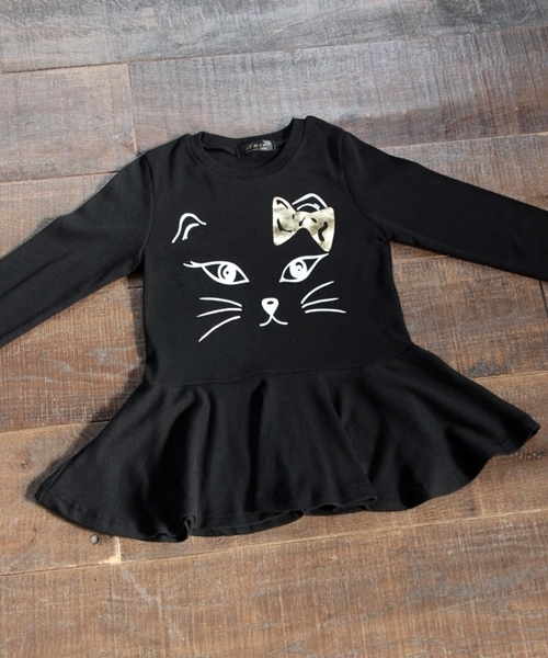 Rora（ローラ）の「Rora キャティア 裾フレアロンTシャツ(2color）（Tシャツ/カットソー・キッズ・ブラック/ホワイト・110cm/120cm/90㎝/100cm/130cm/140cm）」の14枚目の写真