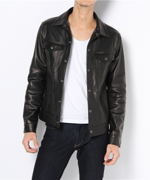 HYSTERIC GLAMOUR（ヒステリックグラマー）の「カウレザーGジャン（ブルゾン・メンズ・ブラック・SMALL/MEDIUM/LARGE）」の4枚目の写真