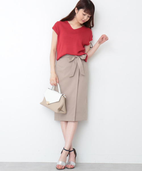 N.(N. Natural Beauty Basic)(エヌエヌナチュラルビューティーベーシック)の「【追加生産】ラップタイトスカート(スカート・レディース・ベージュ/ネイビー/ピンク/ピンク系その他・MEDIUM)」の6枚目の写真