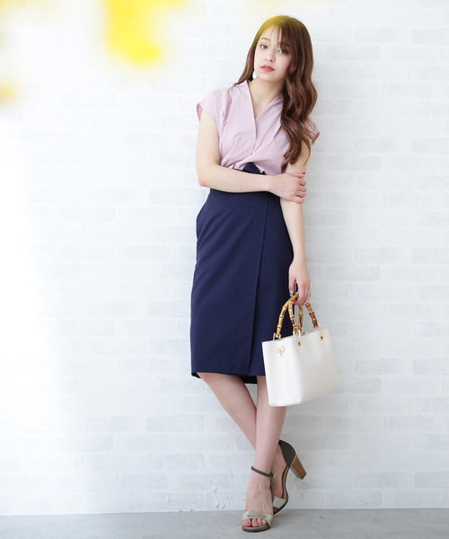 N.(N. Natural Beauty Basic)(エヌエヌナチュラルビューティーベーシック)の「【追加生産】ラップタイトスカート(スカート・レディース・ベージュ/ネイビー/ピンク/ピンク系その他・MEDIUM)」の8枚目の写真