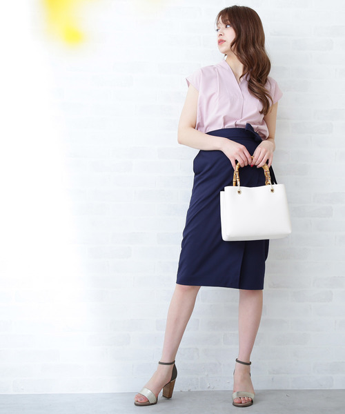 N.(N. Natural Beauty Basic)(エヌエヌナチュラルビューティーベーシック)の「【追加生産】ラップタイトスカート(スカート・レディース・ベージュ/ネイビー/ピンク/ピンク系その他・MEDIUM)」の10枚目の写真