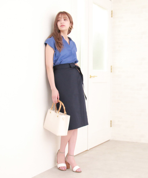 N.(N. Natural Beauty Basic)(エヌエヌナチュラルビューティーベーシック)の「【追加生産】ラップタイトスカート(スカート・レディース・ベージュ/ネイビー/ピンク/ピンク系その他・MEDIUM)」の20枚目の写真