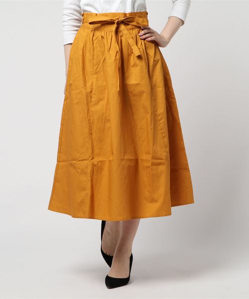 earth music&ecology（アースミュージックアンドエコロジー）の「・Vカーブウエストギャザースカート ●（スカート・レディース・ベージュ系その他4/イエロー/レッド/グリーン/ベージュ/ブルー系その他5・FREE）」の5枚目の写真