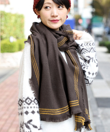 ライン入り無地ストール