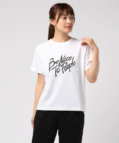 ottilie(オティーリエ)の「Be Nice To Peaple プリントTシャツ(Tシャツ/カットソー・レディース・オフホワイト/ブラック/チャコールグレー・FREE)」の11枚目の写真