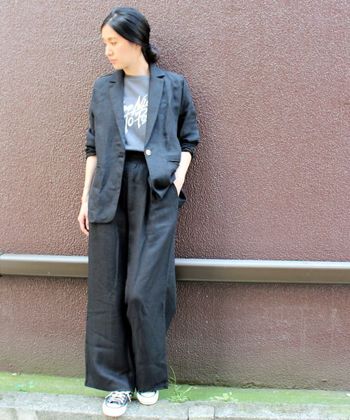 ottilie(オティーリエ)の「Be Nice To Peaple プリントTシャツ(Tシャツ/カットソー・レディース・オフホワイト/ブラック/チャコールグレー・FREE)」の7枚目の写真