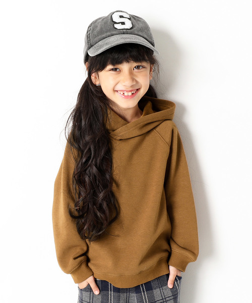 devirock（デビロック）の「裏シャギーボリュームネック長袖プルパーカー 裏起毛（パーカー・キッズ・キャメル/カーキ/スモークピンク/グリーン系その他/ヘザーチャコール/ブラック・160cm/110cm/130cm/150cm/140cm/100cm/120cm）」の5枚目の写真