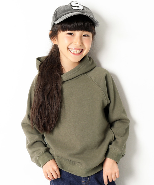 devirock（デビロック）の「裏シャギーボリュームネック長袖プルパーカー 裏起毛（パーカー・キッズ・キャメル/カーキ/スモークピンク/グリーン系その他/ヘザーチャコール/ブラック・160cm/110cm/130cm/150cm/140cm/100cm/120cm）」の3枚目の写真