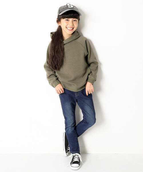 devirock（デビロック）の「裏シャギーボリュームネック長袖プルパーカー 裏起毛（パーカー・キッズ・キャメル/カーキ/スモークピンク/グリーン系その他/ヘザーチャコール/ブラック・160cm/110cm/130cm/150cm/140cm/100cm/120cm）」の7枚目の写真