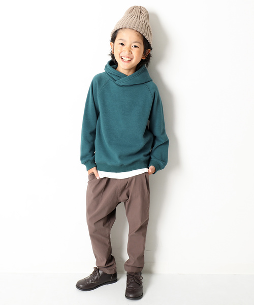 devirock（デビロック）の「裏シャギーボリュームネック長袖プルパーカー 裏起毛（パーカー・キッズ・キャメル/カーキ/スモークピンク/グリーン系その他/ヘザーチャコール/ブラック・160cm/110cm/130cm/150cm/140cm/100cm/120cm）」の8枚目の写真