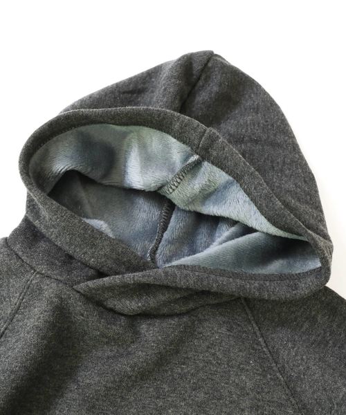 devirock（デビロック）の「裏シャギーボリュームネック長袖プルパーカー 裏起毛（パーカー・キッズ・キャメル/カーキ/スモークピンク/グリーン系その他/ヘザーチャコール/ブラック・160cm/110cm/130cm/150cm/140cm/100cm/120cm）」の11枚目の写真