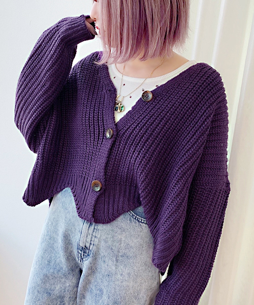 apres jour(アプレジュール)の「裾スカラップゆるカーディガン【ZOZOTOWN限定アイテム】(カーディガン/ボレロ・レディース・ベージュ/パープル/ダークブルー・フリー)」の3枚目の写真