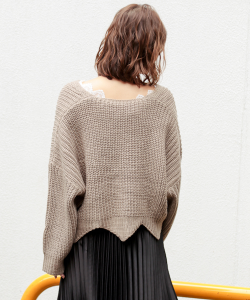 apres jour(アプレジュール)の「裾スカラップゆるカーディガン【ZOZOTOWN限定アイテム】(カーディガン/ボレロ・レディース・ベージュ/パープル/ダークブルー・フリー)」の6枚目の写真