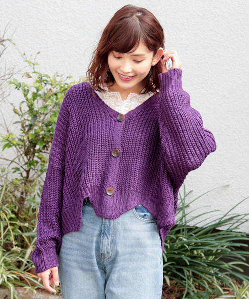 apres jour(アプレジュール)の「裾スカラップゆるカーディガン【ZOZOTOWN限定アイテム】(カーディガン/ボレロ・レディース・ベージュ/パープル/ダークブルー・フリー)」の10枚目の写真