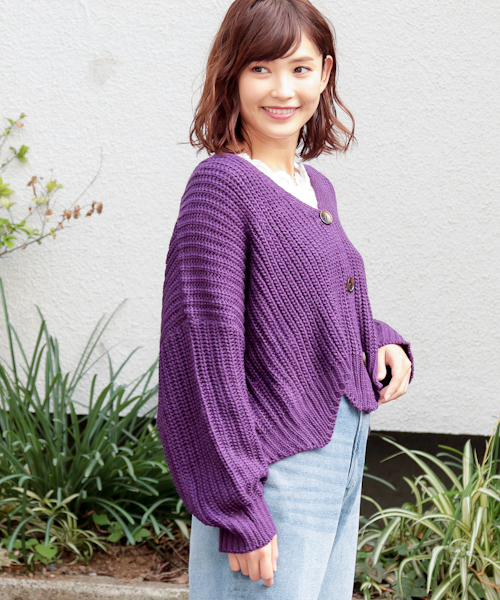 apres jour(アプレジュール)の「裾スカラップゆるカーディガン【ZOZOTOWN限定アイテム】(カーディガン/ボレロ・レディース・ベージュ/パープル/ダークブルー・フリー)」の12枚目の写真