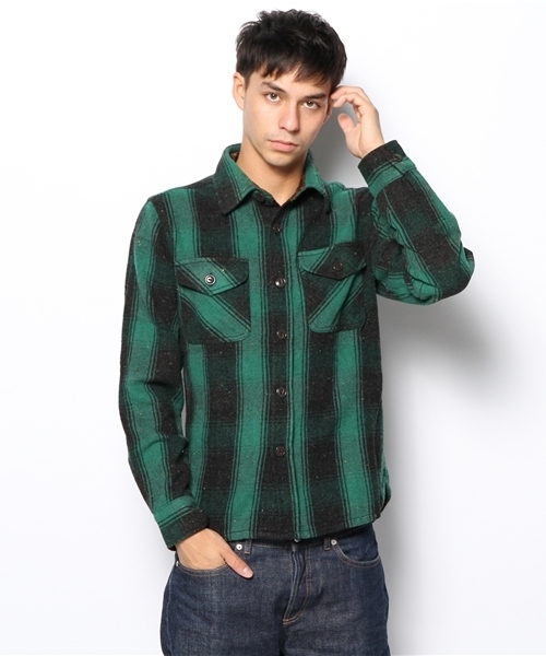 WEGO(ウィゴー)の「WEGO/ネップ混CPO(シャツ/ブラウス・メンズ・グリーン/レッド/ブルー・LARGE/MEDIUM)」の1枚目の写真