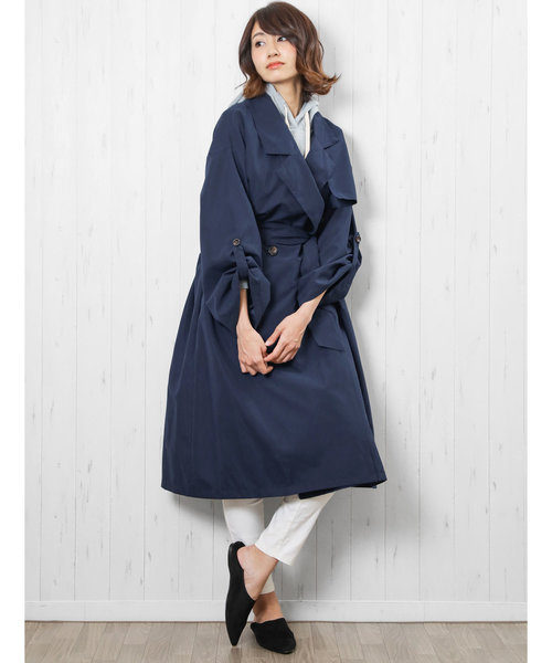 【セール】ピーチ素材ロング丈トレンチコート（トレンチコート）｜mili an deni（ミリアンデニ） 4,874円