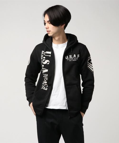 VIBGYOR(ヴィブジョー)の「VIBGYOR Select/ バイカープリントジップパーカー (RM)(パーカー・メンズ・ブラック/ネイビー/グレー/カーキ・MEDIUM/LARGE/X-LARGE)」の1枚目の写真