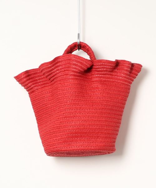 KOBE LETTUCE（コウベレタス）の「ラッフルフリルペーパーカゴバッグ（かごバッグ・レディース・ベージュ/レッド/ネイビー/ブラック・FREE）」の4枚目の写真