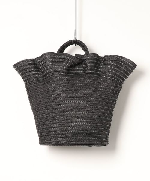 KOBE LETTUCE（コウベレタス）の「ラッフルフリルペーパーカゴバッグ（かごバッグ・レディース・ベージュ/レッド/ネイビー/ブラック・FREE）」の2枚目の写真