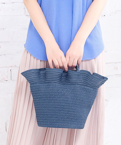 KOBE LETTUCE（コウベレタス）の「ラッフルフリルペーパーカゴバッグ（かごバッグ・レディース・ベージュ/レッド/ネイビー/ブラック・FREE）」の3枚目の写真