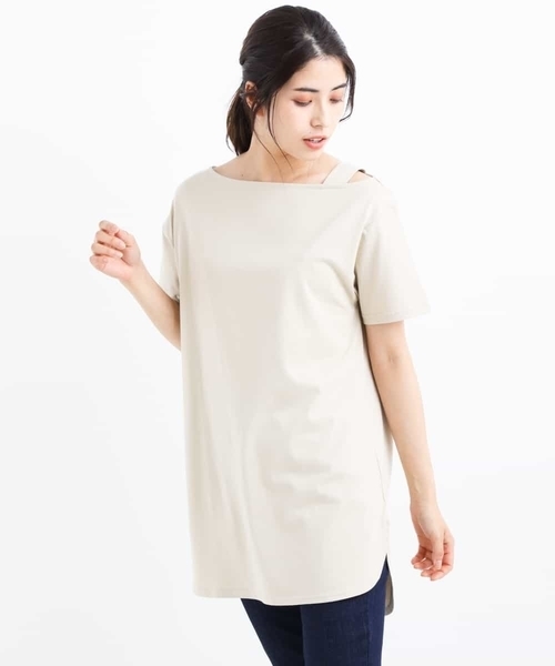 a.v.v（アーヴェヴェ）の「ワンショルチュニックカットソー（Tシャツ/カットソー・レディース・ブラック/ベージュ/カーキ・40/38/42/36/34）」の16枚目の写真
