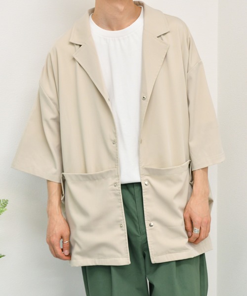 kutir（クティール）の「ビッグポケットオープンカラーシャツブルゾン（ブルゾン・メンズ・ネイビー/オフホワイト/ダークブルー・MEDIUM/LARGE）」の2枚目の写真