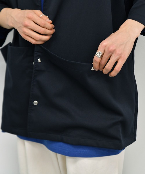 kutir（クティール）の「ビッグポケットオープンカラーシャツブルゾン（ブルゾン・メンズ・ネイビー/オフホワイト/ダークブルー・MEDIUM/LARGE）」の8枚目の写真