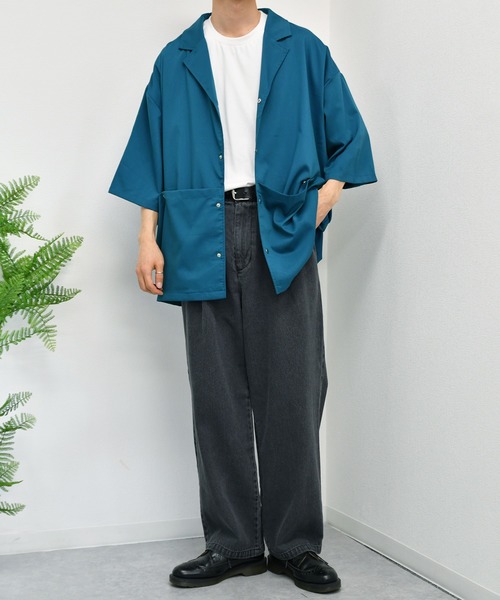 kutir（クティール）の「ビッグポケットオープンカラーシャツブルゾン（ブルゾン・メンズ・ネイビー/オフホワイト/ダークブルー・MEDIUM/LARGE）」の10枚目の写真