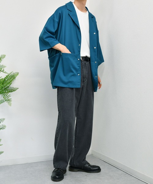 kutir（クティール）の「ビッグポケットオープンカラーシャツブルゾン（ブルゾン・メンズ・ネイビー/オフホワイト/ダークブルー・MEDIUM/LARGE）」の11枚目の写真