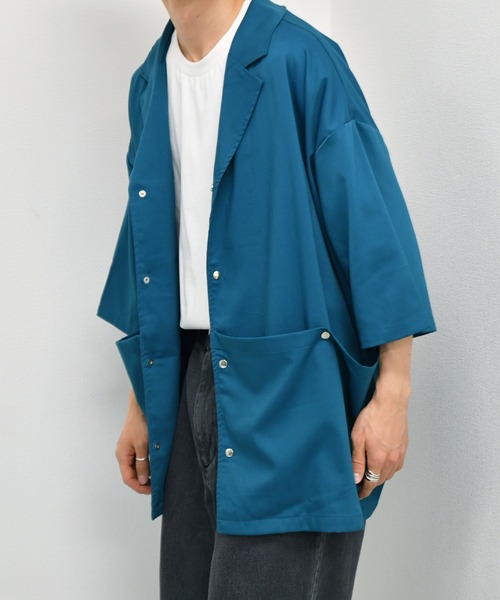 kutir（クティール）の「ビッグポケットオープンカラーシャツブルゾン（ブルゾン・メンズ・ネイビー/オフホワイト/ダークブルー・MEDIUM/LARGE）」の15枚目の写真