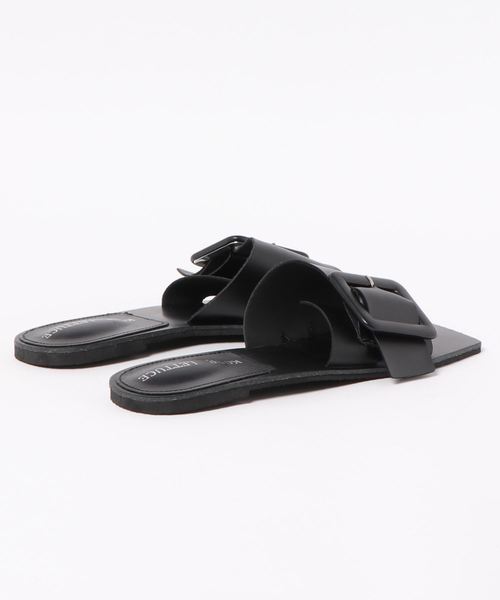 KOBE LETTUCE（コウベレタス）の「スクエアトゥBIGバックルワンベルトサンダル（サンダル・レディース・ブラック/ゴールド/その他/キャメル/ライトベージュ/パイソン・S/M/L）」の8枚目の写真