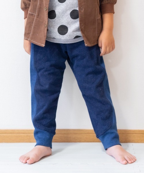 MAKE YOUR DAY(メイクユアデイ)の「裾リブ切替インディゴスウェットパンツ■80~140cm(スウェットパンツ・キッズ・ネイビー/ブルー・90/100/110/120/80/130/140)」の13枚目の写真