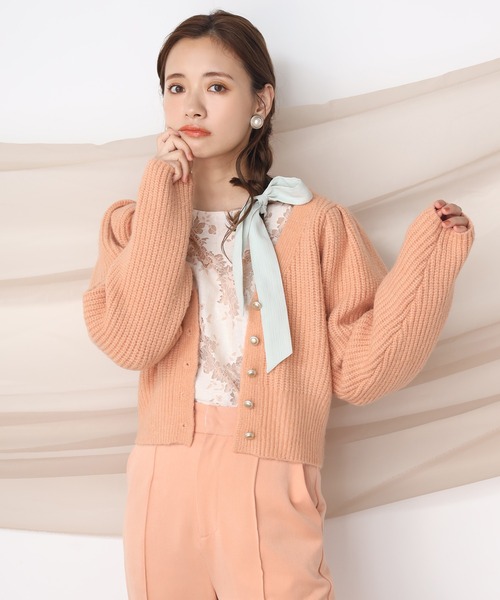 one after another NICE CLAUP（ワンアフターアナザーナイスクラップ）の「パフ袖ニットカーディガン（カーディガン/ボレロ・レディース・アイボリー/テラコッタ/モカ/オレンジ・FREE）」の11枚目の写真
