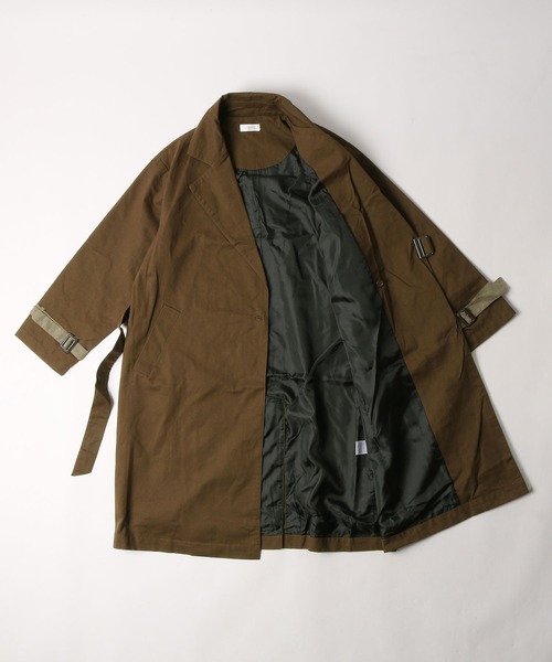 NILWAY（ニルウェイ）の「オーバーサイズピーチツイルタイロッケンコート（チェスターコート・メンズ・ブラウン/ブラック/グレイッシュブルー/カーキ/ベージュ・MEDIUM/LARGE）」の15枚目の写真