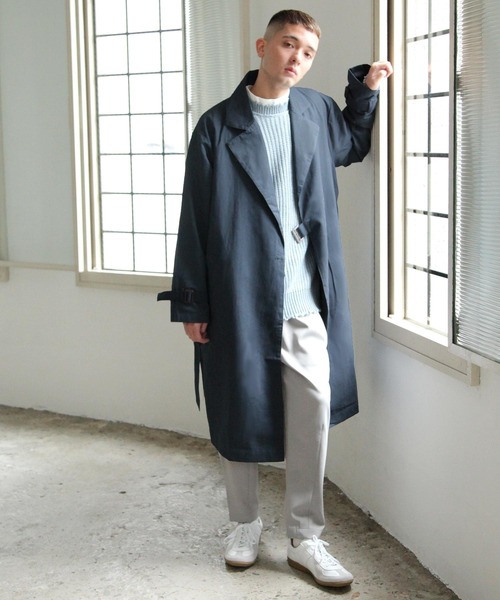 16aw MARNIノーカラータイロッケンコート　46 メンズ　オーバーサイズ BAMME/ オーバーサイズ ミリタリー タイロッケンコート ユニセックス