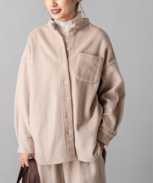 PUAL CE CIN（ピュアルセシン）の「JAPAN MADE／日本製シャツジャケット（シャツ/ブラウス・レディース・ライトベージュ/ブラウン・FREE）」の3枚目の写真