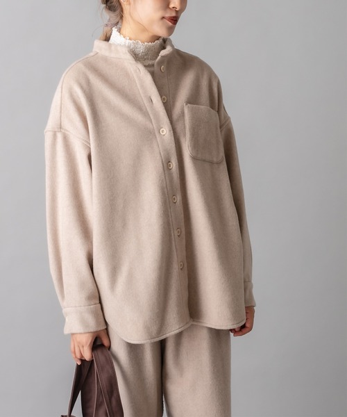 PUAL CE CIN（ピュアルセシン）の「JAPAN MADE／日本製シャツジャケット（シャツ/ブラウス・レディース・ライトベージュ/ブラウン・FREE）」の4枚目の写真