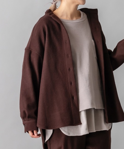 PUAL CE CIN（ピュアルセシン）の「JAPAN MADE／日本製シャツジャケット（シャツ/ブラウス・レディース・ライトベージュ/ブラウン・FREE）」の11枚目の写真