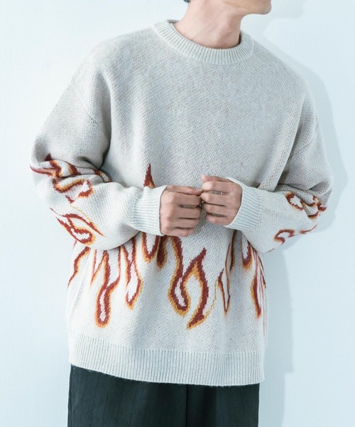 Ressaca（レサーカ）の「5G モヘアタッチ オーバーサイズ クルーネックニット（ニット/セーター・メンズ・ネイビー/アイボリー/ブラック×レッド/ブラック×ブルー/ワイン・M/L）」の2枚目の写真