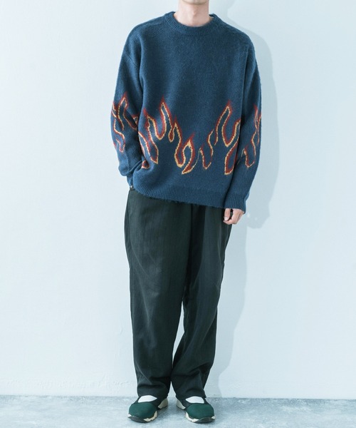 Ressaca（レサーカ）の「5G モヘアタッチ オーバーサイズ クルーネックニット（ニット/セーター・メンズ・ネイビー/アイボリー/ブラック×レッド/ブラック×ブルー/ワイン・M/L）」の18枚目の写真