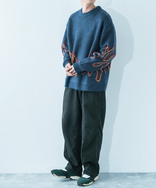 Ressaca（レサーカ）の「5G モヘアタッチ オーバーサイズ クルーネックニット（ニット/セーター・メンズ・ネイビー/アイボリー/ブラック×レッド/ブラック×ブルー/ワイン・M/L）」の19枚目の写真