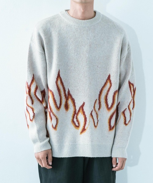 Ressaca（レサーカ）の「5G モヘアタッチ オーバーサイズ クルーネックニット（ニット/セーター・メンズ・ネイビー/アイボリー/ブラック×レッド/ブラック×ブルー/ワイン・M/L）」の10枚目の写真