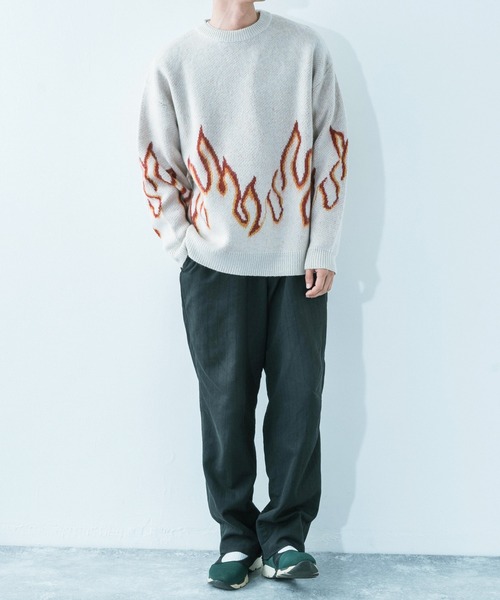 Ressaca（レサーカ）の「5G モヘアタッチ オーバーサイズ クルーネックニット（ニット/セーター・メンズ・ネイビー/アイボリー/ブラック×レッド/ブラック×ブルー/ワイン・M/L）」の11枚目の写真