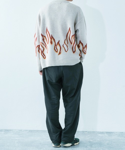 Ressaca（レサーカ）の「5G モヘアタッチ オーバーサイズ クルーネックニット（ニット/セーター・メンズ・ネイビー/アイボリー/ブラック×レッド/ブラック×ブルー/ワイン・M/L）」の12枚目の写真