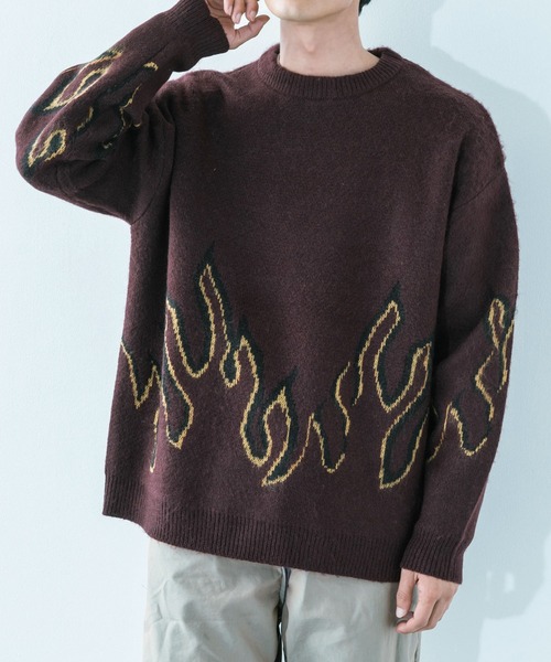 Ressaca（レサーカ）の「5G モヘアタッチ オーバーサイズ クルーネックニット（ニット/セーター・メンズ・ネイビー/アイボリー/ブラック×レッド/ブラック×ブルー/ワイン・M/L）」の20枚目の写真