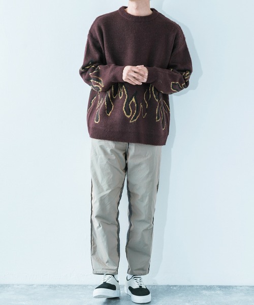 Ressaca（レサーカ）の「5G モヘアタッチ オーバーサイズ クルーネックニット（ニット/セーター・メンズ・ネイビー/アイボリー/ブラック×レッド/ブラック×ブルー/ワイン・M/L）」の21枚目の写真